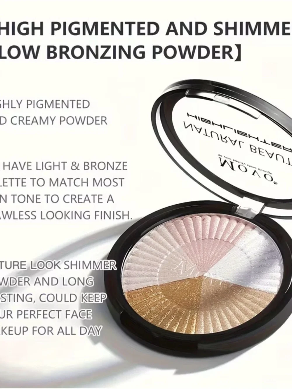 2/$14-MOVO Multi-Tone Radiant Highlighter Palette - Gold, Pink, Bronze